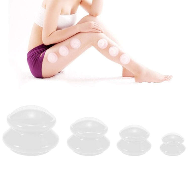 4 Cups / Set Health Care Body Massage Cupping Therapy Anti Cellulite Silicone Vacuum Cups(White)
