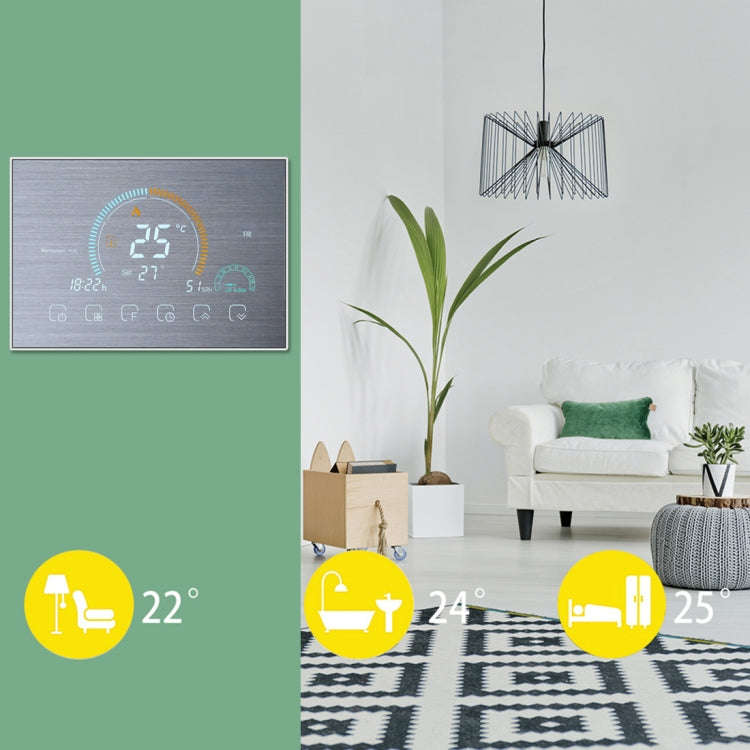BHT-8000-GC-SS Brushed Stainless Steel Mirror Controlling Water/Gas Boiler Heating Energy-saving ...
