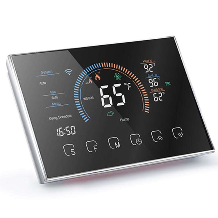 BHP-8000-WIFI-B 3H2C Smart Home Heat Pump Round Room Mirror Housing Thermostat with Adapter Plate...