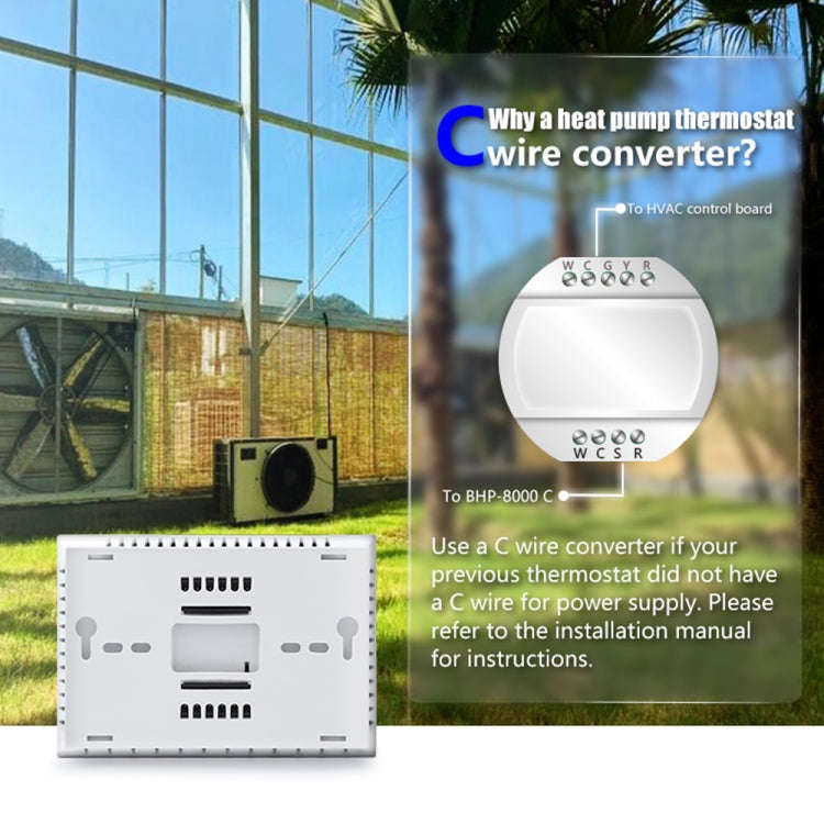 BHP-8000-WIFI-B 3H2C Smart Home Heat Pump Round Room Mirror Housing Thermostat with Adapter Plate...