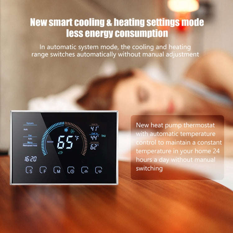 BHP-8000-WIFI-B 3H2C Smart Home Heat Pump Round Room Mirror Housing Thermostat with Adapter Plate...