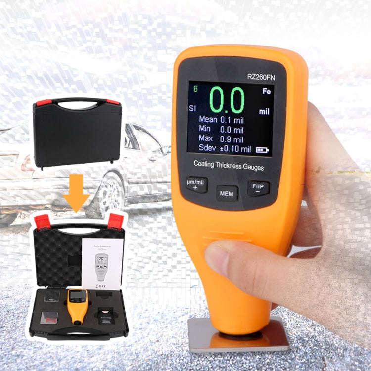 RZ260FN Ferrous & Non-Ferrous 2 in 1 LCD Display Ultrasonic Coating Paint Thickness Gauge Meter T...
