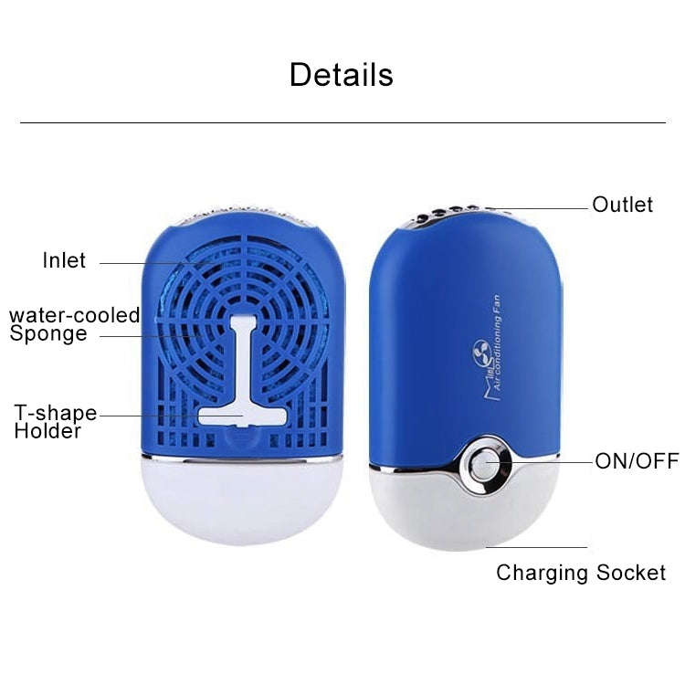 Portable Mini USB Charging Air Conditioner Refrigerating Handheld Small Fan (Blue)