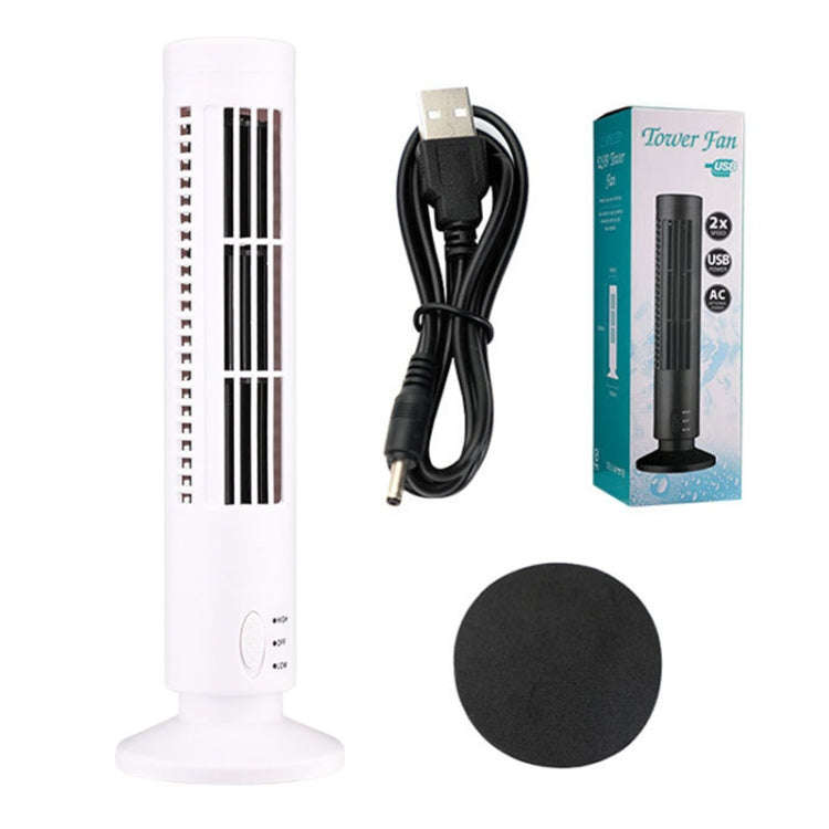 Tower Type USB Electric Fan Leafless Air-conditioning Fan(White)