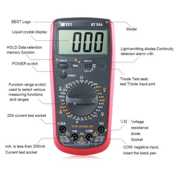 Repair Tools for Mobile & Tablet, BEST-58A Multi Function Digital Multimeter