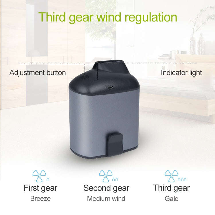 Portable Creative Hanging Waist USB Fan with Three Adjustable Wind Speed (Grey)