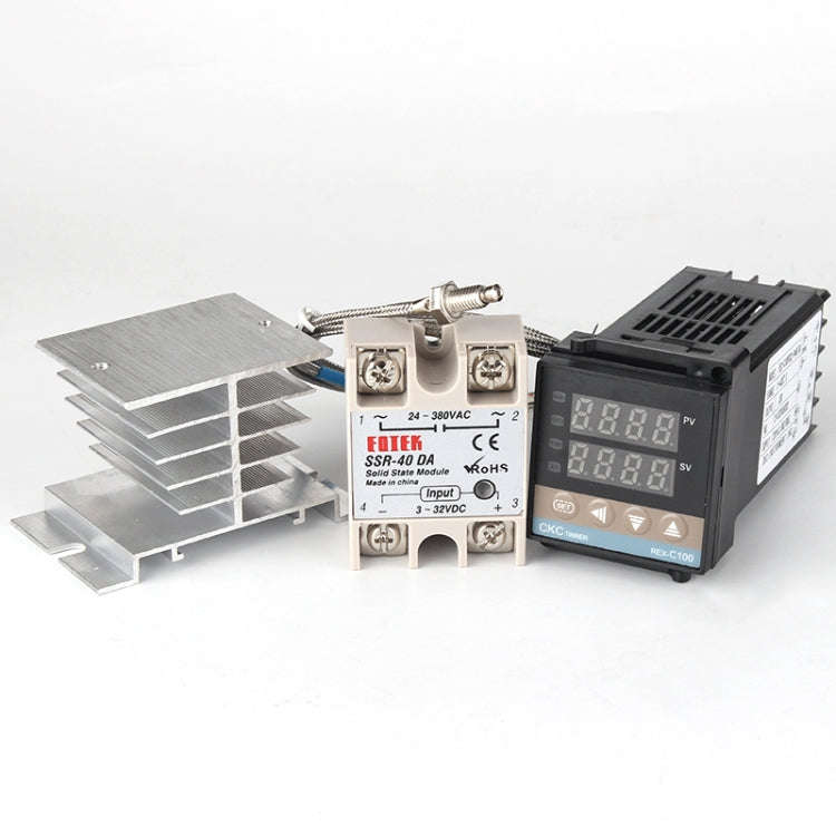 6600W REX-C100 Thermostat + Heat Sink + Thermocouple + SSR-60 DA Solid State Module Intelligent T...