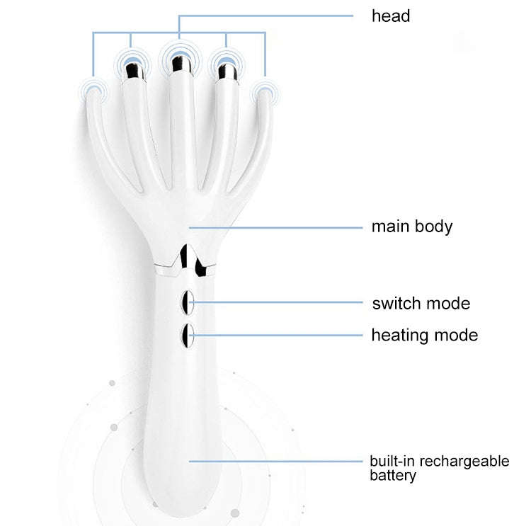 Mini Portable Multifunctional Head Massager Massage Comb, Battery Powered (Gold)