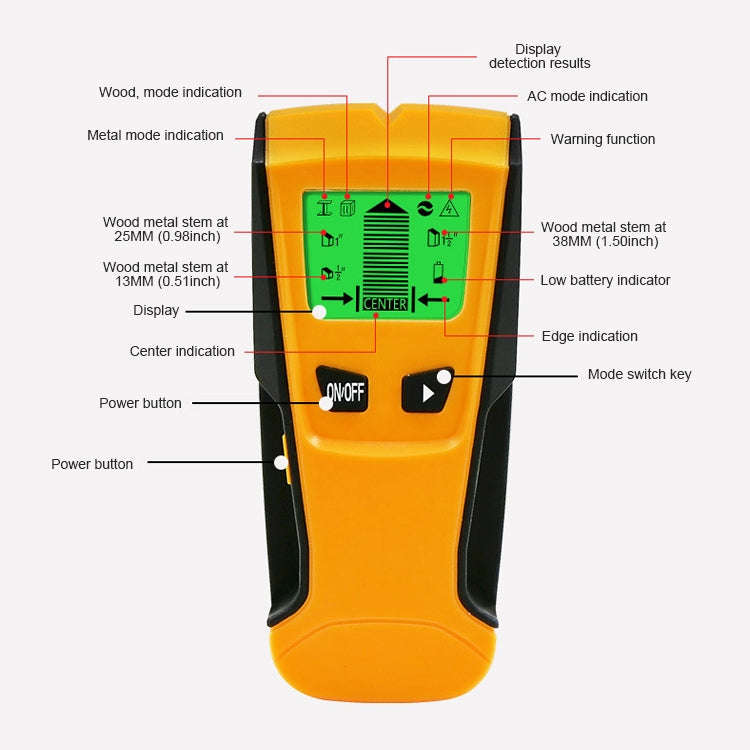 TH210 3 in 1 Wall Metal Detector for Voltage and Cable with Metal Detection Function