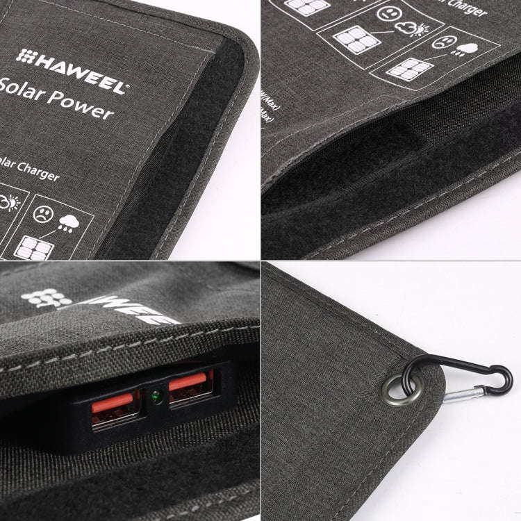 HAWEEL 21W Foldable Solar Panel Charger with 5V 3A Max Dual USB Ports