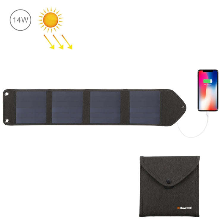 HAWEEL 14W 5V 2.4A Portable Foldable Solar Charger Outdoor Travel Rechargeable Folding Bag with 4...
