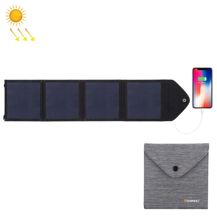 HAWEEL 14W Ultrathin Foldable Solar Panel Charger with 5V / 2.2A USB Port, Support QC3.0 and AFC(...