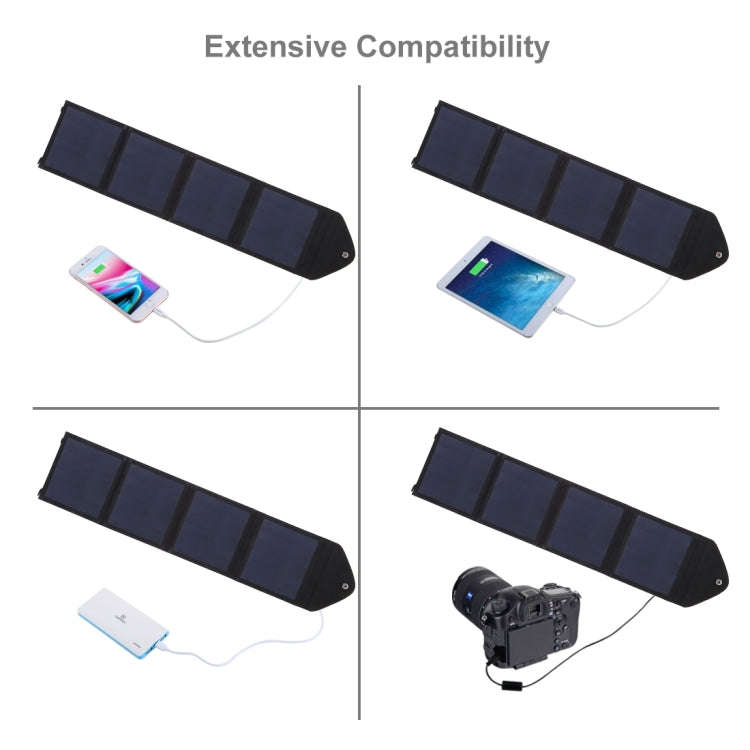 HAWEEL 14W Ultrathin Foldable Solar Panel Charger with 5V / 2.2A USB Port, Support QC3.0 and AFC(...