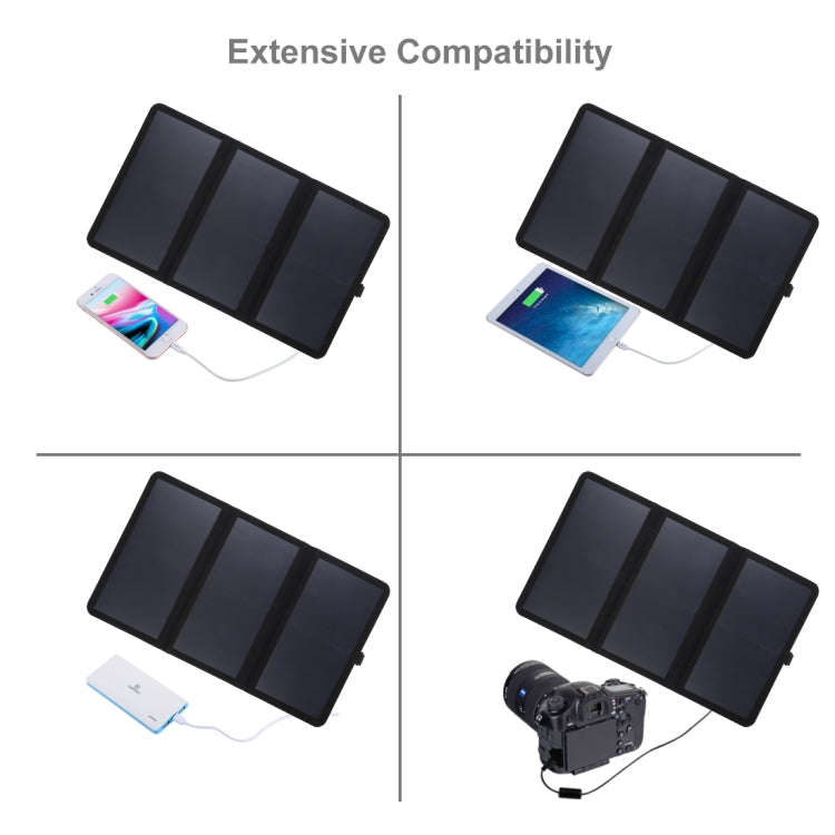HAWEEL 21W Ultrathin 3-Fold Foldable 5V / 3A Solar Panel Charger with Dual USB Ports, Support QC3...