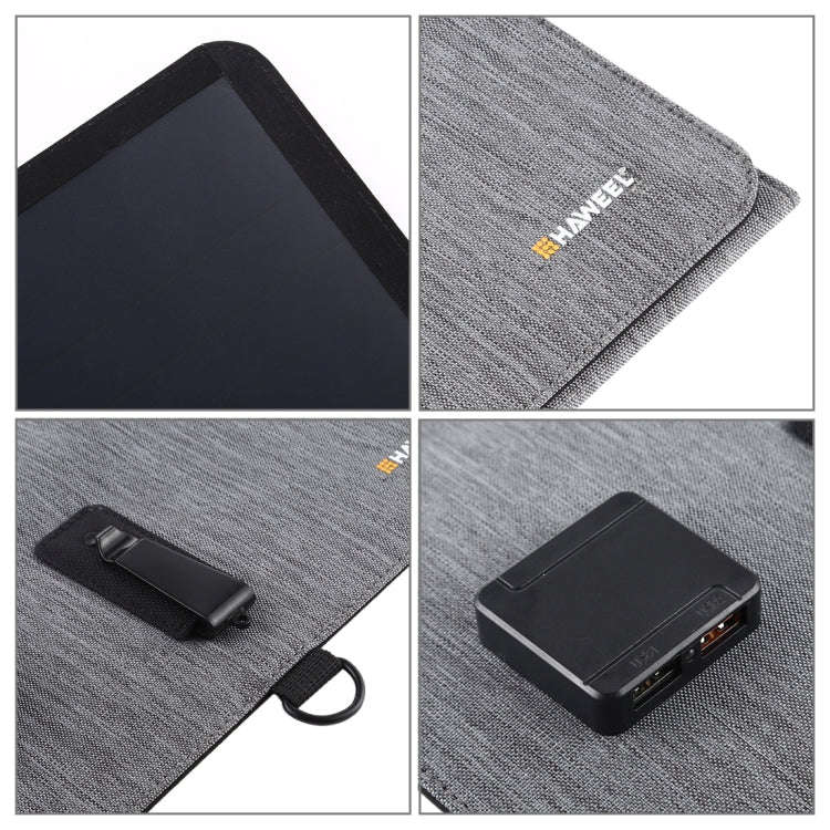 HAWEEL 21W Ultrathin 3-Fold Foldable 5V / 3A Solar Panel Charger with Dual USB Ports, Support QC3...