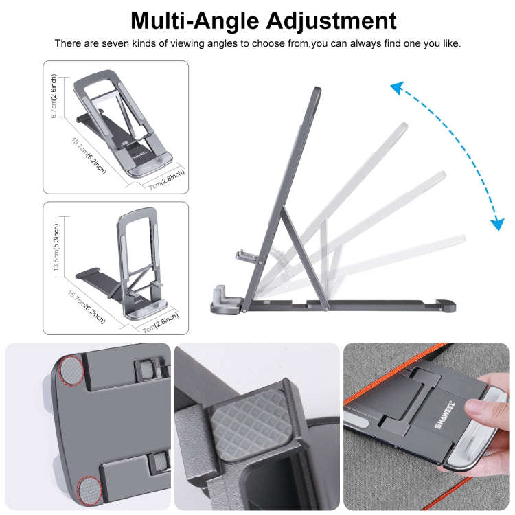 HAWEEL Adjustable Lifting Folding Live Broadcast Aluminum Alloy Desktop Holder(Dark Gray)