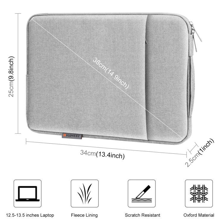 HAWEEL Laptop Sleeve Case Zipper Briefcase Bag with Handle for 12.5-13.5 inch Laptop(Grey)