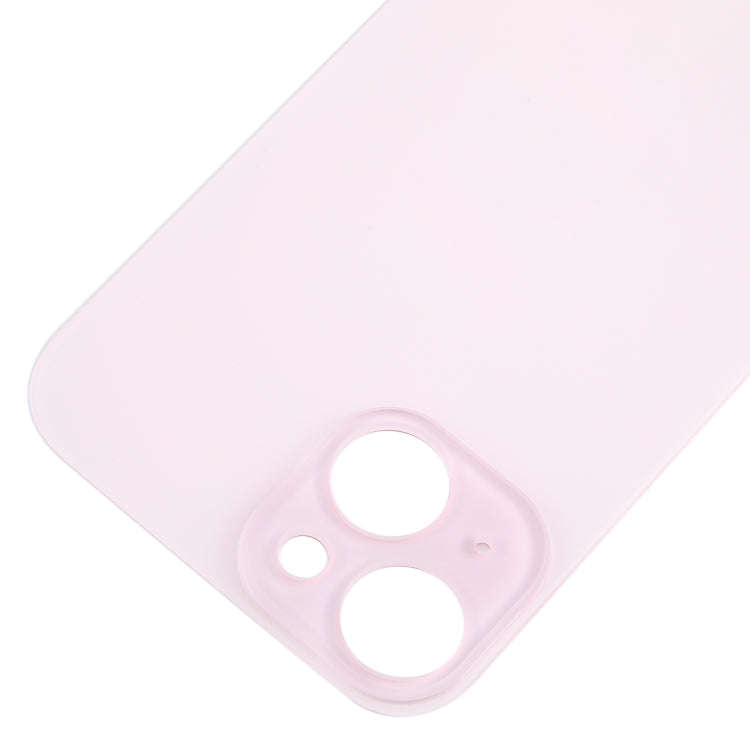 For iPhone 15 Easy Replacement Big Camera Hole Glass Back Battery Cover(Pink)