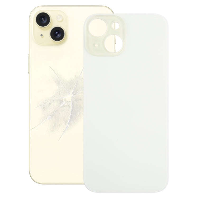 For iPhone 15 Easy Replacement Big Camera Hole Glass Back Battery Cover(Yellow)
