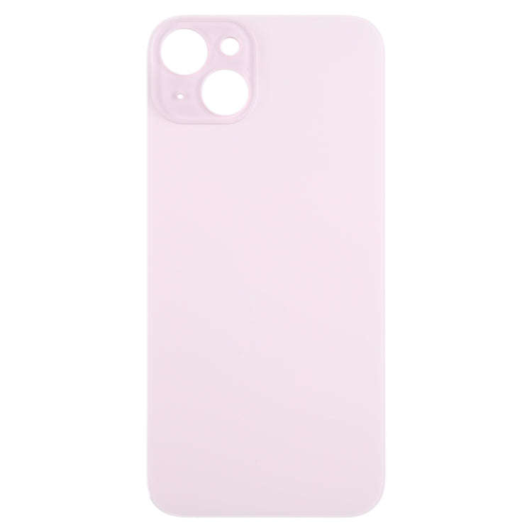 For iPhone 15 Plus Easy Replacement Big Camera Hole Glass Back Battery Cover(Pink)
