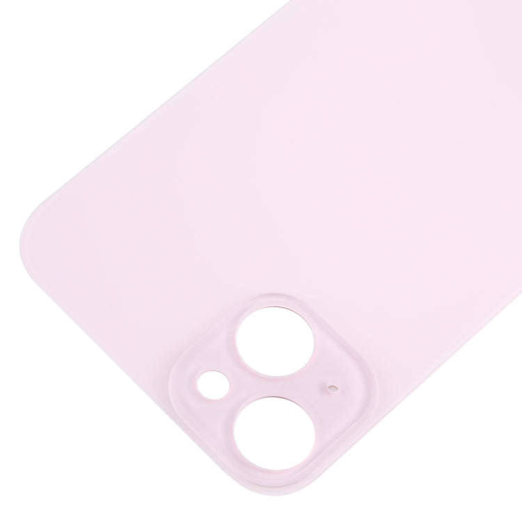 For iPhone 15 Plus Easy Replacement Big Camera Hole Glass Back Battery Cover(Pink)