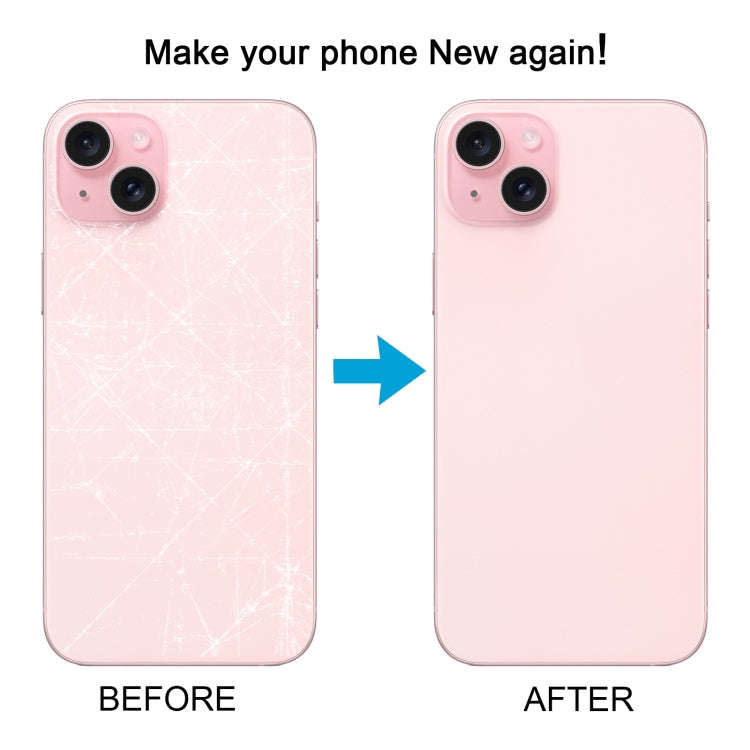For iPhone 15 Plus Easy Replacement Big Camera Hole Glass Back Battery Cover(Pink)