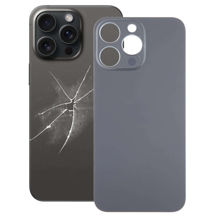 For iPhone 15 Pro Max Easy Replacement Big Camera Hole Glass Back Battery Cover(Black)