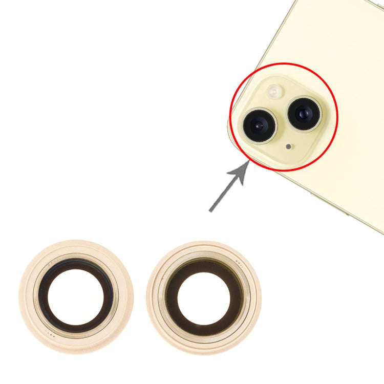 For iPhone 15 / 15 Plus 1set Camera Lens Cover (Yellow)
