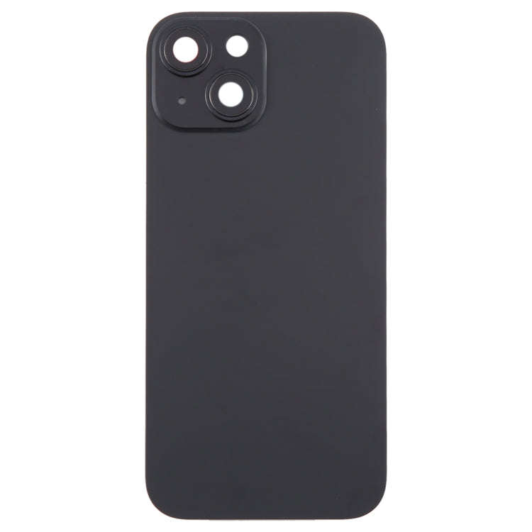 For iPhone 15 Plus Glass Battery Back Cover with Camera Lens Cover(Black)
