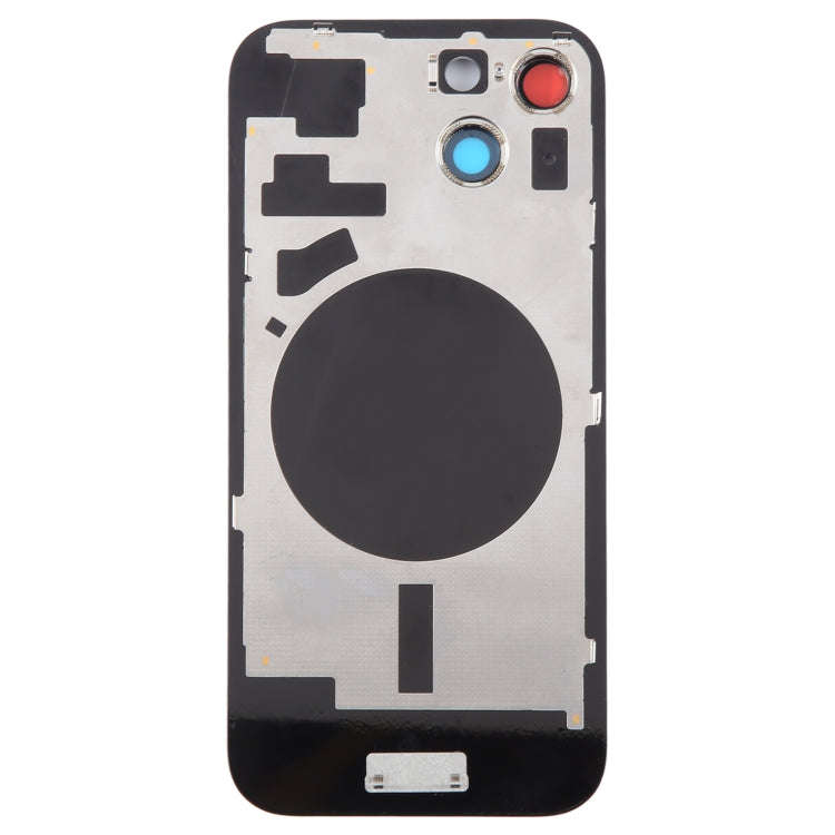 For iPhone 15 Plus Glass Battery Back Cover with Camera Lens Cover(Black)