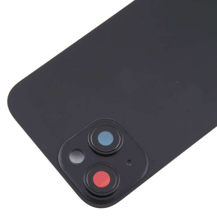 For iPhone 15 Plus Glass Battery Back Cover with Camera Lens Cover(Black)