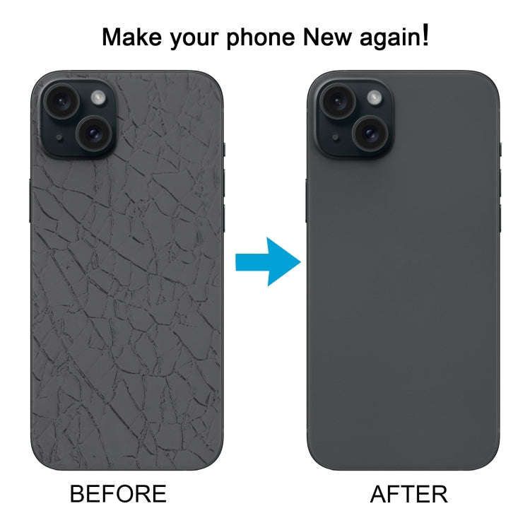 For iPhone 15 Plus Glass Battery Back Cover with Camera Lens Cover(Black)
