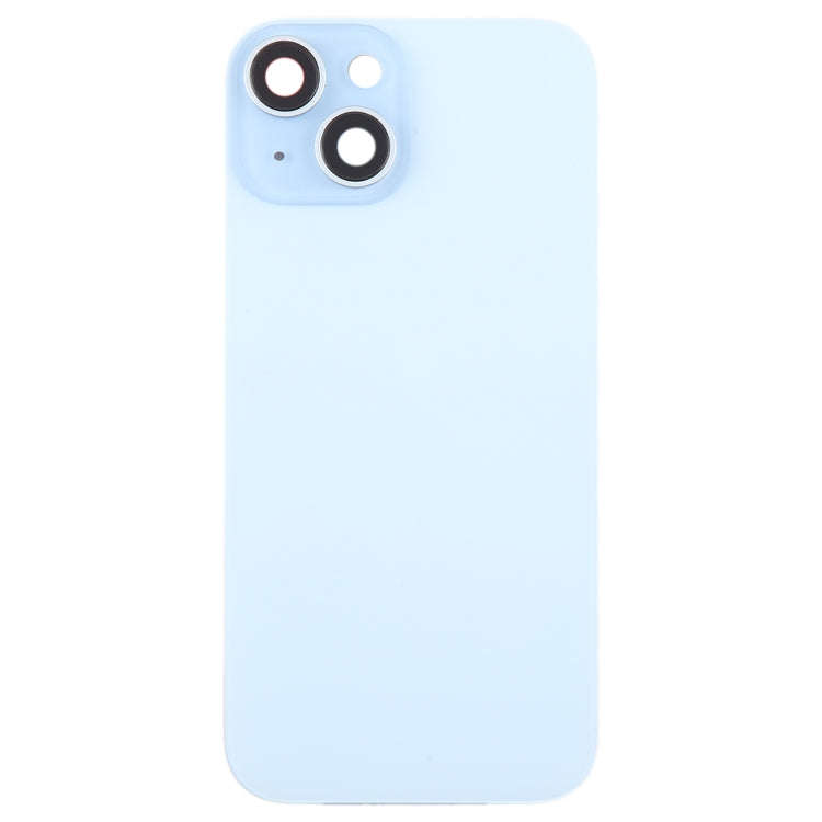 For iPhone 15 Plus Glass Battery Back Cover with Camera Lens Cover(Blue)
