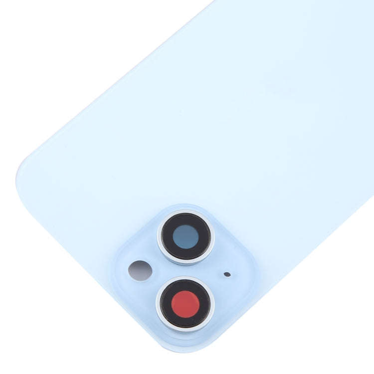 For iPhone 15 Plus Glass Battery Back Cover with Camera Lens Cover(Blue)