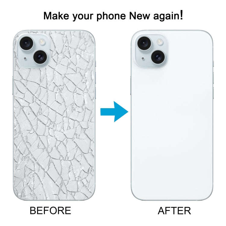 For iPhone 15 Plus Glass Battery Back Cover with Camera Lens Cover(Blue)