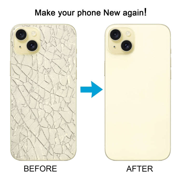 For iPhone 15 Plus Glass Battery Back Cover with Camera Lens Cover(Yellow)