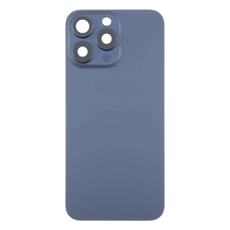 For iPhone 15 Pro Glass Battery Back Cover with Camera Lens Cover(Blue)