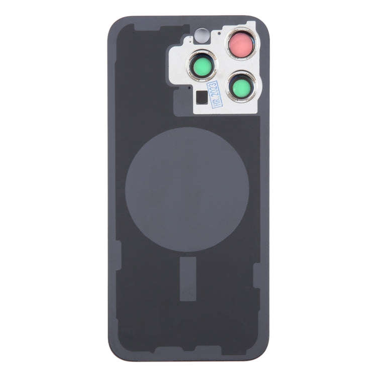 For iPhone 15 Pro Glass Battery Back Cover with Camera Lens Cover(Blue)