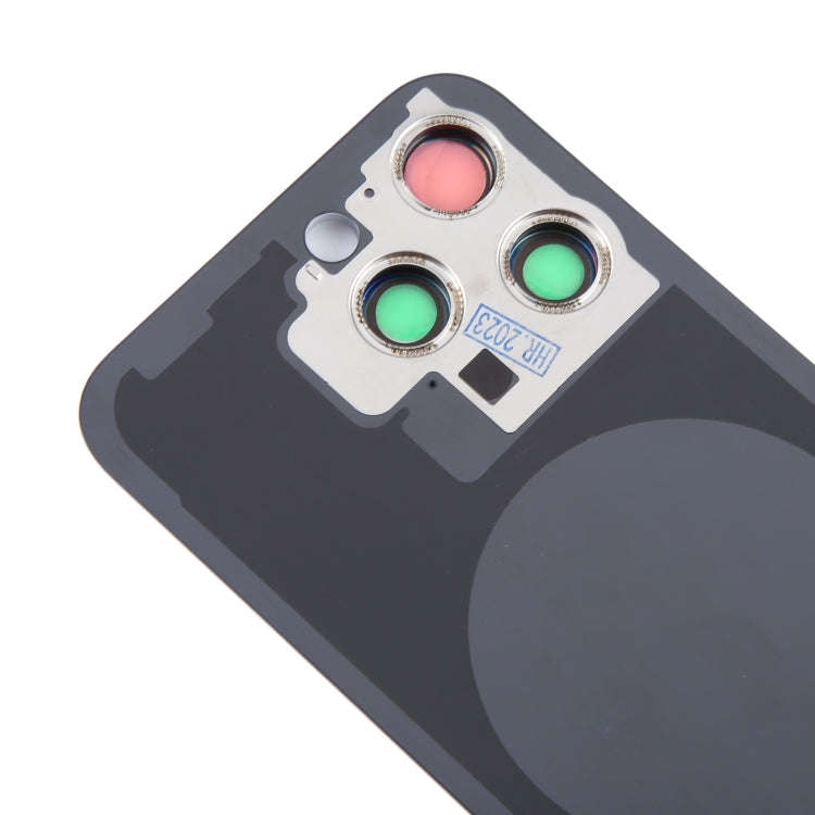 For iPhone 15 Pro Glass Battery Back Cover with Camera Lens Cover(Blue)