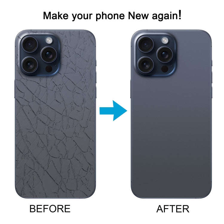 For iPhone 15 Pro Glass Battery Back Cover with Camera Lens Cover(Blue)