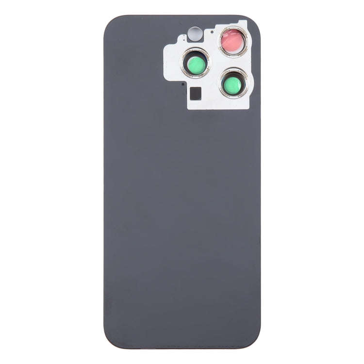 For iPhone 15 Pro Max Glass Battery Back Cover with Camera Lens Cover(Black)