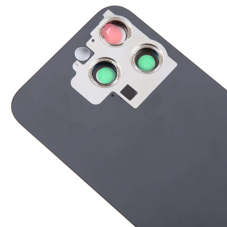 For iPhone 15 Pro Max Glass Battery Back Cover with Camera Lens Cover(Black)
