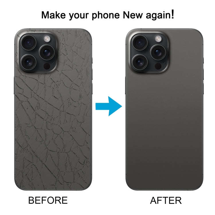 For iPhone 15 Pro Max Glass Battery Back Cover with Camera Lens Cover(Black)