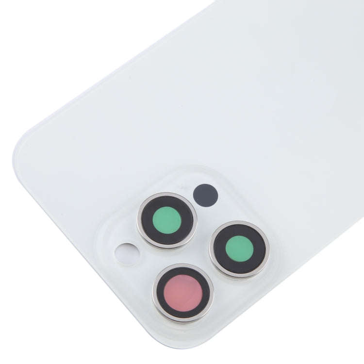 For iPhone 15 Pro Max Glass Battery Back Cover with Camera Lens Cover(White)