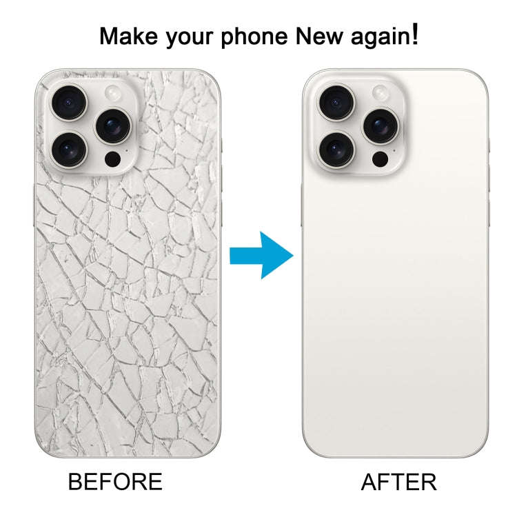For iPhone 15 Pro Max Glass Battery Back Cover with Camera Lens Cover(White)