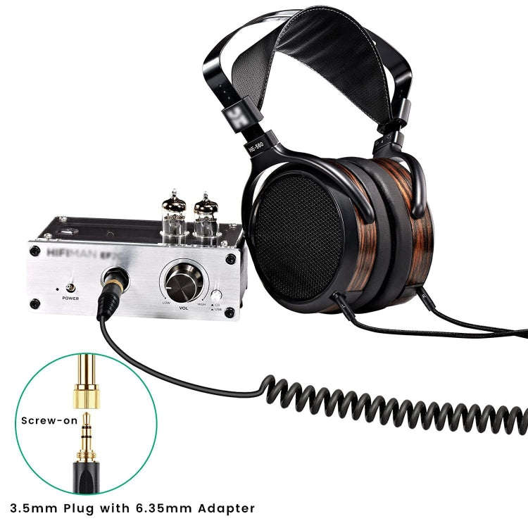 ZS0227 Headphone Dual 3.5mm Spring Audio Cable for Denon AH-D7100 7200 D600 D9200 5200 (Black)