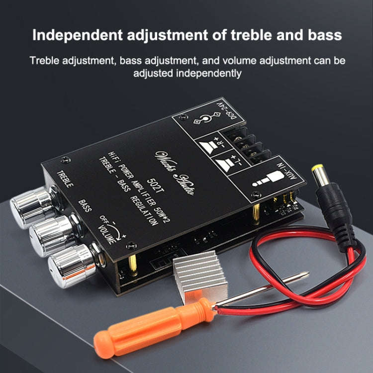 ZK-502T Bluetooth 5.0 50W x 2 Wireless TPA3116D2 Stereo HiFi Class D Amplifier Board Stereo Audio...