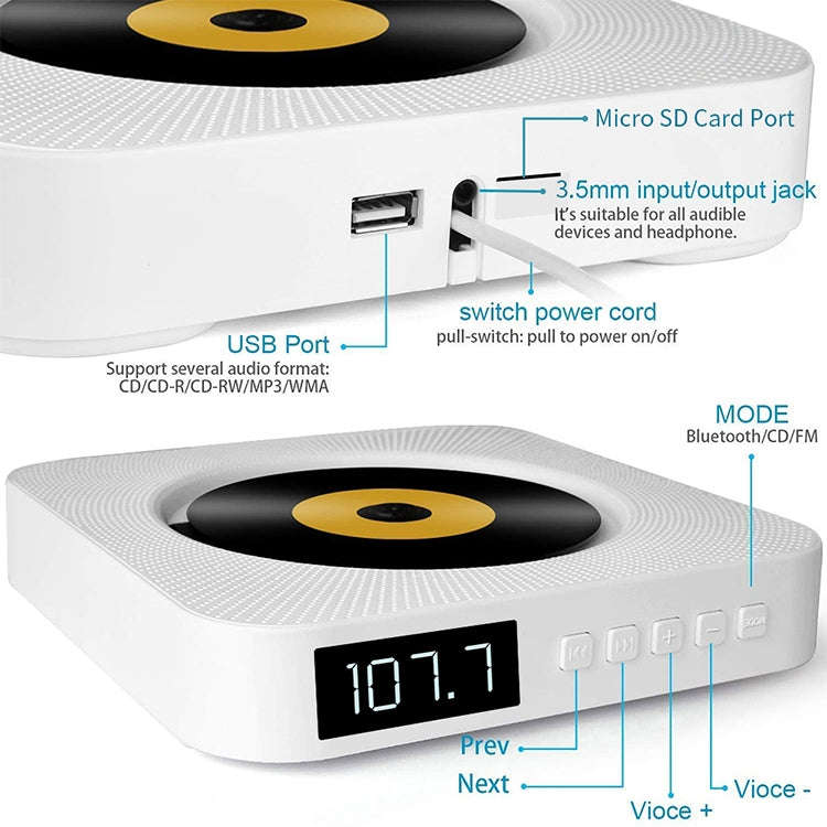 The Second Generation Portable Digital Display Bluetooth Speaker CD Player with Remote Control (P...
