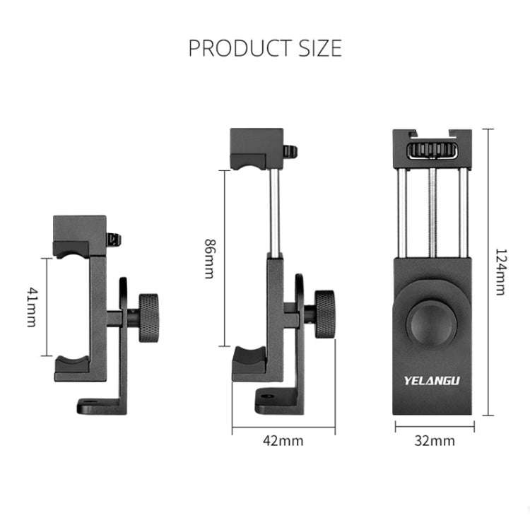 YELANGU PC03 Folding Phone Holder Horizontal Vertical Shooting Phone Clamp Holder Bracket(Black)