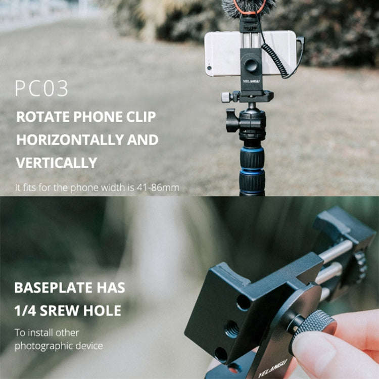 YELANGU PC03 Folding Phone Holder Horizontal Vertical Shooting Phone Clamp Holder Bracket(Black)